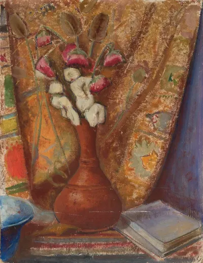 Flowers In A Clay Flower Vase
