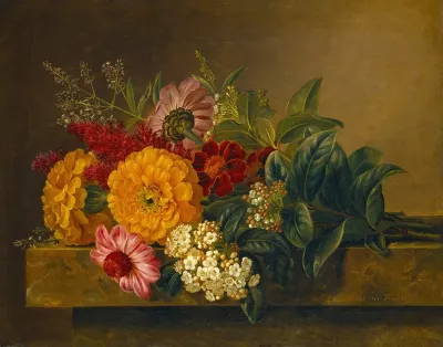 Flowers In A Vase On A Marble Tabletop