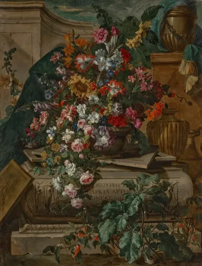 Flowers In An Urn On A Sarcophagus