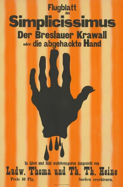 Flugblatt Des Simplicissimus Der Breslauer Krawall Oder Die Abgehackte Hand