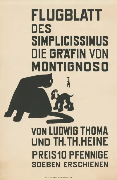 Flugblatt Des Simplicissimus Die Grafin Von Montignoso Von Ludwig Thoma Und Th Th Heine