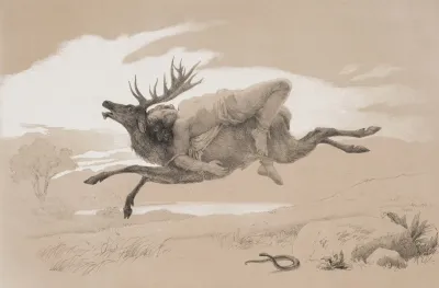 Flugten Pag 11 Illustration Til Christian Winthers Hjortens Flugt