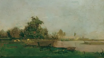 Flusslandschaft Mit Boot