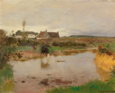 Flusslandschaft Mit Kuhen 2