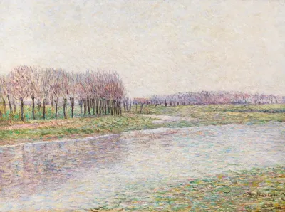 Flusslandschaft Mit Weiden