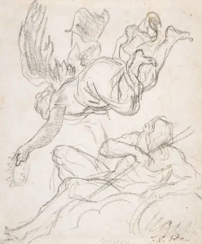Flying Figure Holding A Crown Reclining River God