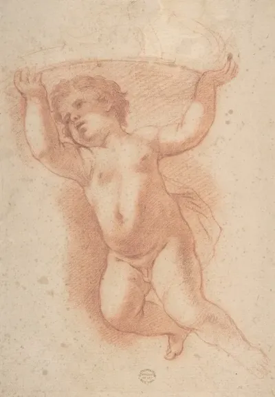 Flying Putto Supporting A Crown