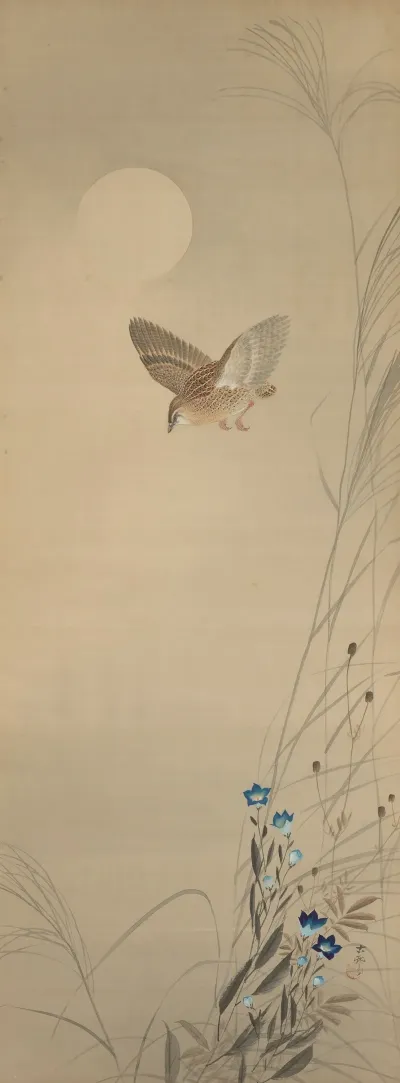 Flying Quail Under The Moon