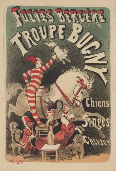Folies Bergere Troupe Bugny Chiens Singes Chevaux