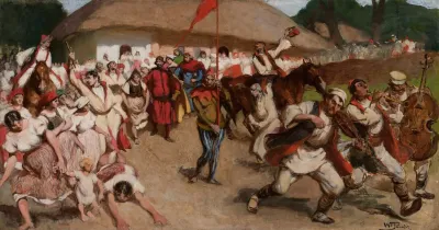 Folk Scene King Among Peasants