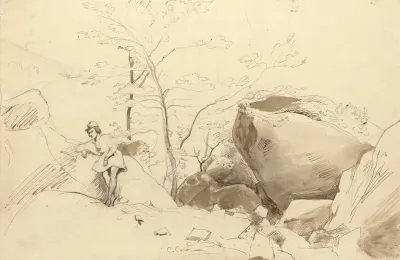 Fontainebleau Figure Leaning Against A Rock
