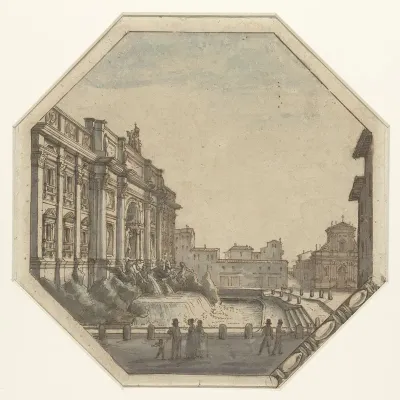Fontana Di Trevi Gezien Vanuit Het Westen