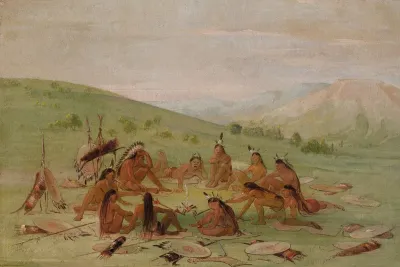 Foot War Party In Council Mandan