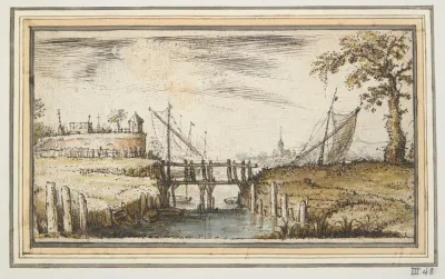 Footbridge With Bastion And Ships In Distance
