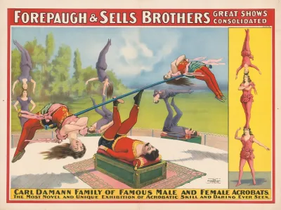 Forepaugh Sells Brothers Great Shows Consolidated Carl Damann Family Of Famous Male And Female Acrobats