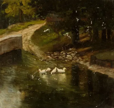 Forest Landscape With A Creek And Ducks