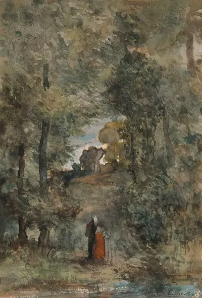 Forest Landscape With A Female Figure