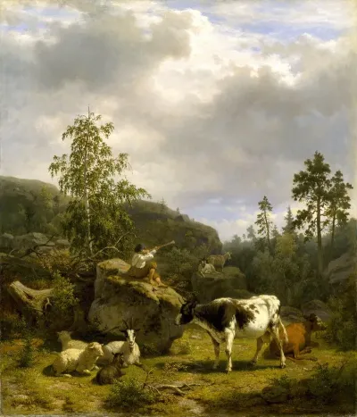 Forest Landscape With A Shepherd Boy And Cattle 2