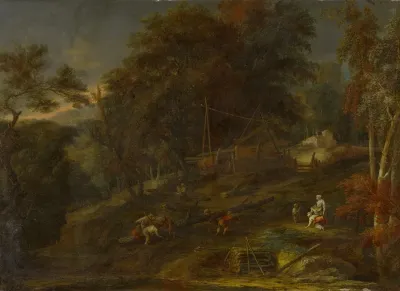 Forest Landscape With Staffage Figures