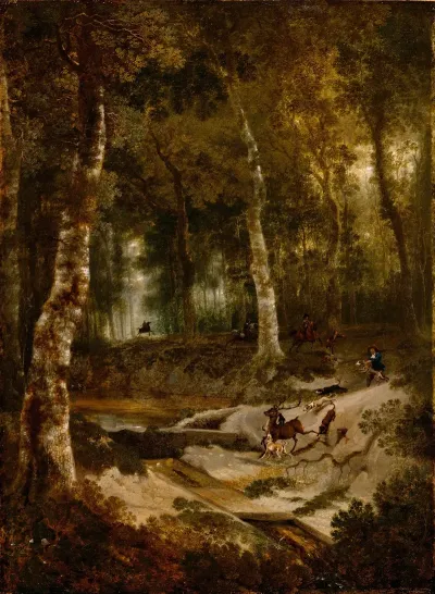 Forest Landscape With Stag Hunt 2
