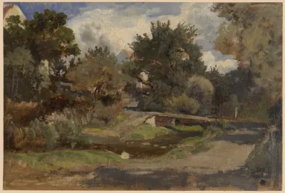 Forest Road With Buildings In Pelcznica