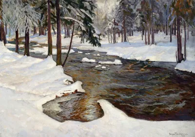 Forest Stream In Winter
