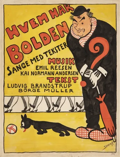 Forlaeg Til Titelblad Til Hvem Har Bolden Karikeret Portraet Af Carl Alstrup