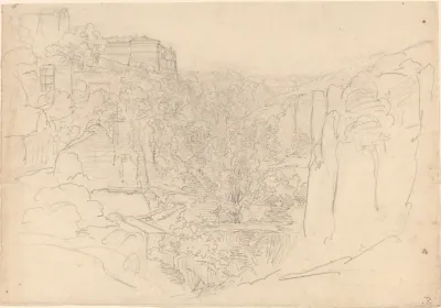 Fortified Castle Above A Narrow Valley