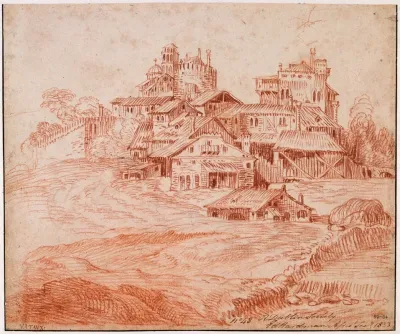 Fortified Village With A Castle Keep And A Church