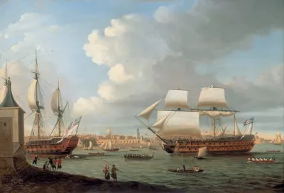 Foudroyant And Pegase Entering Portsmouth Harbour 1782