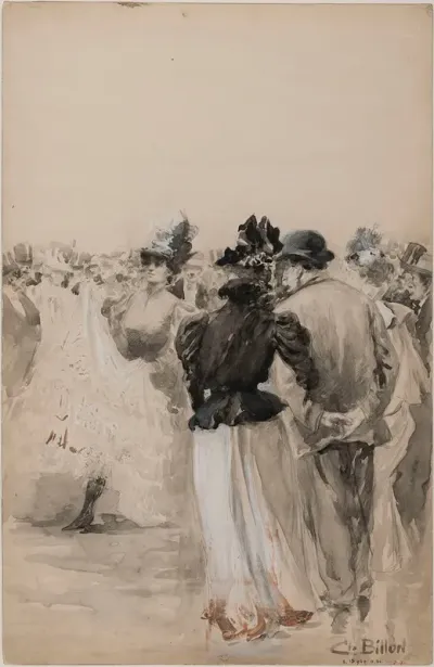 Foule Avec Couple Vu De Dos Au Premier Plan Bal Du Moulin Rouge