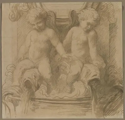 Fountain With Putti Riding Dolphins 2