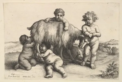 Four Boys A Young Satyr And A Goat 4