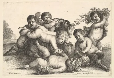 Four Boys Two Satyrs And A Goat