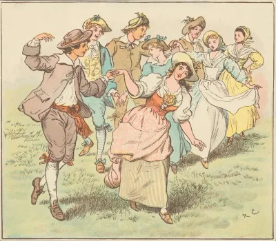 Four Dancing Couples In Rustic Costume
