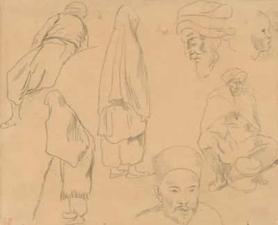 Four Figure Studies Of Bedouins And Three Of Head Studies