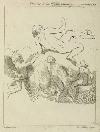 Four Figures In Floating Positions Three Amidst Clouds