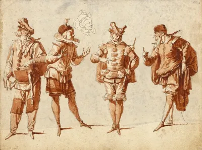 Four Figures In Theatrical Costume