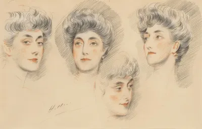 Four Head Studies Of A Lady Traditionally Identified As Mrs Gertrude Vanderbilt Whitney