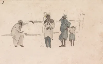 Four Jamaican Figures Talking At A Fence 2