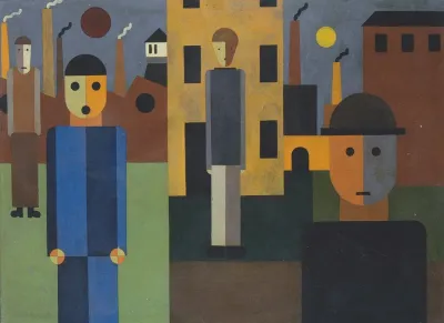 Four Men In Front Of Factories