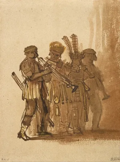 Four Musicians With Wind Instruments