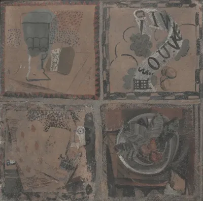 Four Paintings On Tile Quatre Peintures Sur Un Carreau Avignon France