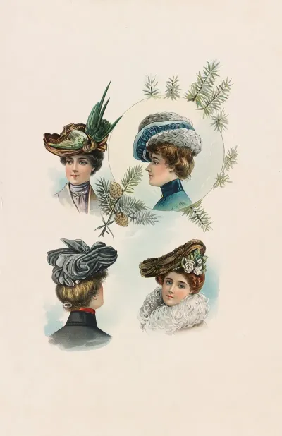 Four Portraits Of Women In Hats