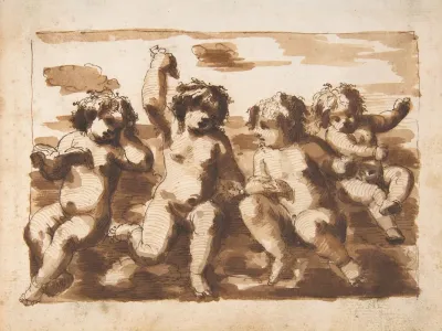 Four Putti On Clouds