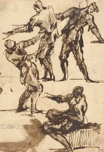 Four Studies Of A Male Figure