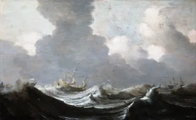 Four Vessels Running Before A Gale