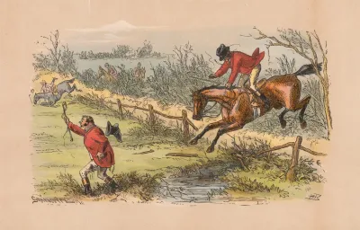 Fox Hunting Sketches No 9 The Fences Are Very Blind Just Now And The Riders Too Occasionally