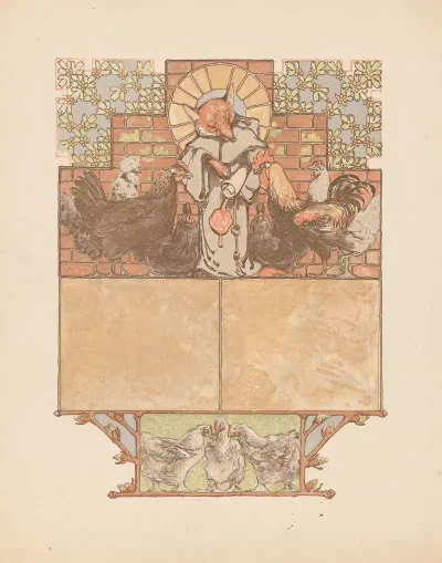 Fox In Monks Habit Reinaert Surrounded By Chickens And Rooster Cantecleer 2