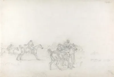 Foxhunting The Start With Rider In Foreground Mounting On Off Side